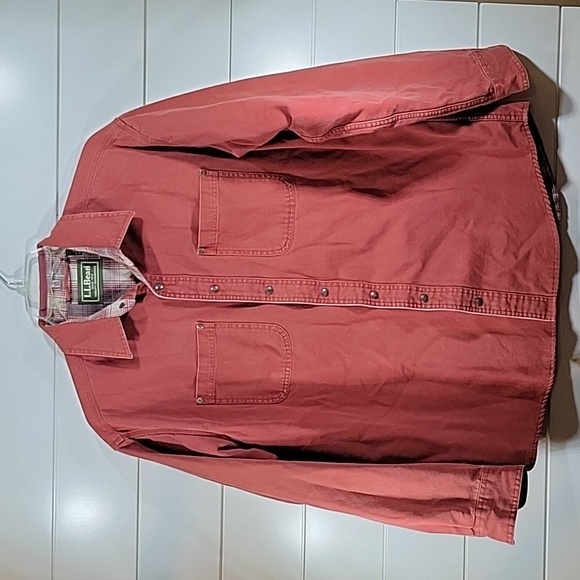 L.L. Bean Other - LL Bean Heavy Red/Rust Flannel Lined Work Shirt Men's Large Canvas Shirt Jacket